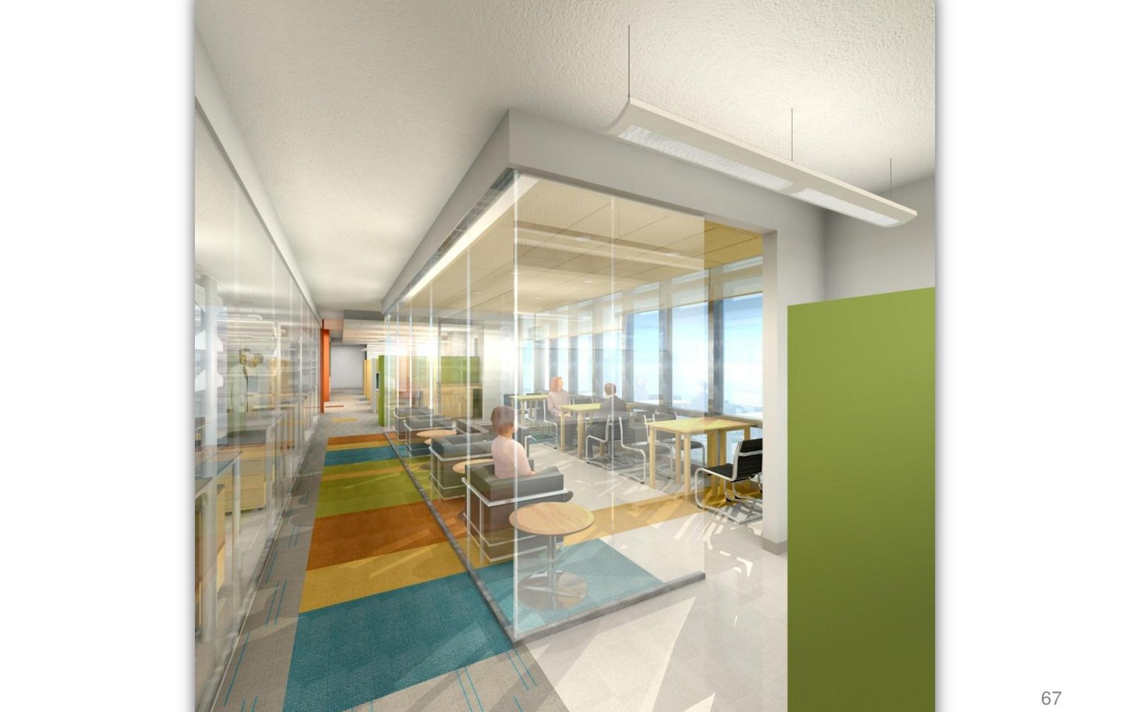 Collaboration area rendering for the Thomas E. Starzl Biomedical Science Tower at University of Pittsburgh &mdash; LEED Gold-slated 44,525 square foot laboratory and office renovation by Barbara D. Currie.